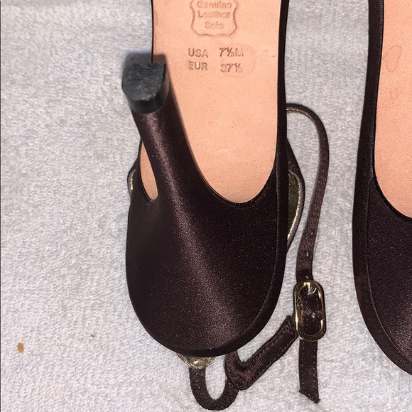 NINA Satin Brown Ankle Strap Heels - Picture 10 of 11